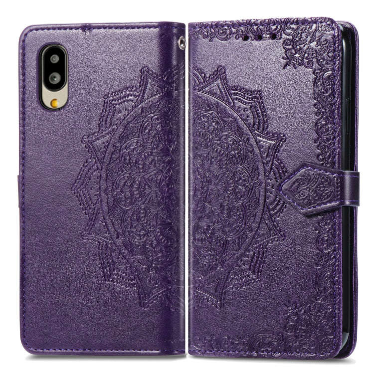 For Sharp Simple Sumaho 6 Mandala Flower Embossed Leather Phone Case(Purple)