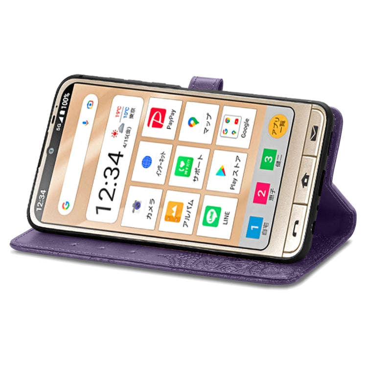 For Sharp Simple Sumaho 6 Mandala Flower Embossed Leather Phone Case(Purple)