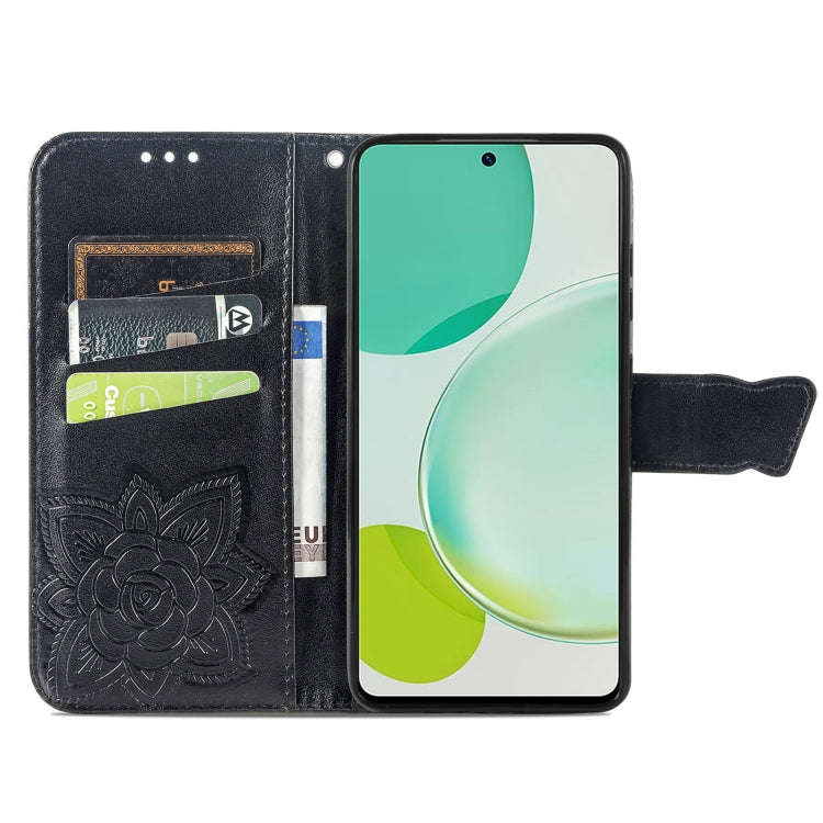 For Huawei nova 11i / Enjoy 60 Pro Butterfly Love Flower Embossed Flip Leather Phone Case(Black)