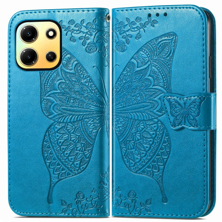 For Infinix Note 30i  Butterfly Love Flower Embossed Flip Leather Phone Case(Blue)
