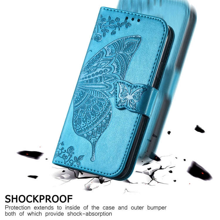 For Infinix Note 30i  Butterfly Love Flower Embossed Flip Leather Phone Case(Blue)
