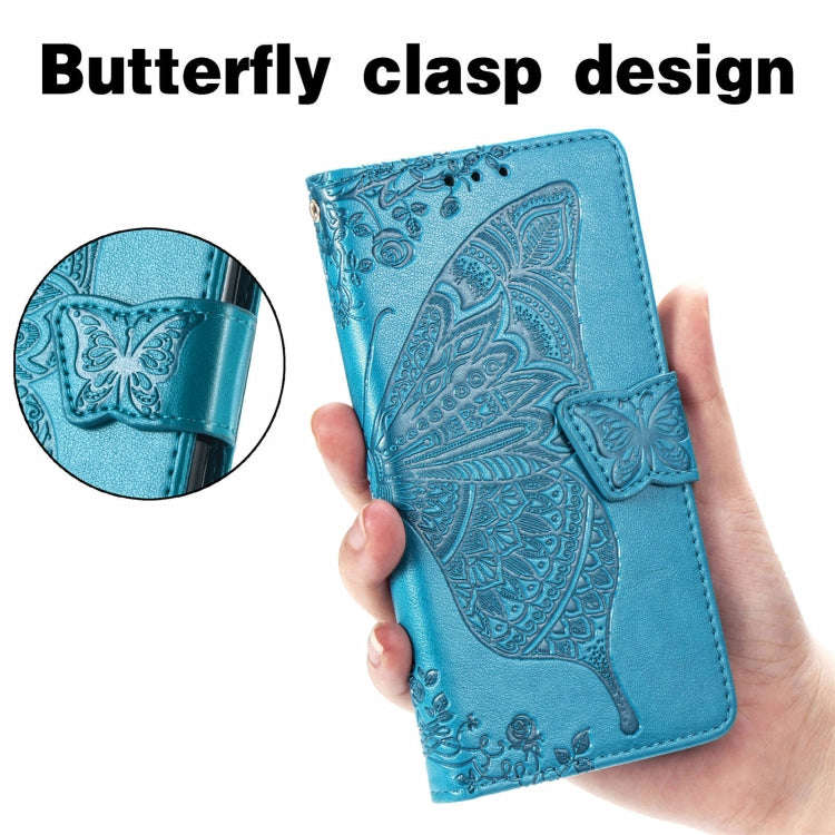 For Infinix Note 30i  Butterfly Love Flower Embossed Flip Leather Phone Case(Blue)