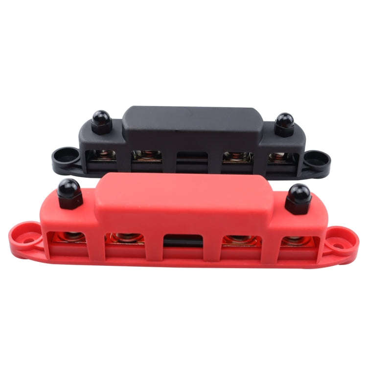 CP-4125 1 Pair RV Yacht M8 Single Row 4-way Power Distribution Block Busbar with Cover with 300A ...