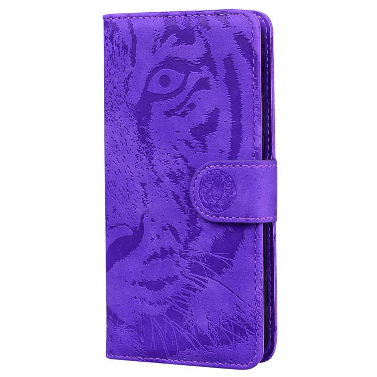 For Motorola Edge 50 Ultra Tiger Embossing Pattern Leather Phone Case(Purple)