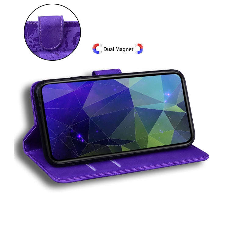 For Motorola Edge 50 Ultra Tiger Embossing Pattern Leather Phone Case(Purple)