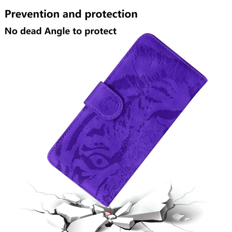 For Motorola Edge 50 Ultra Tiger Embossing Pattern Leather Phone Case(Purple)