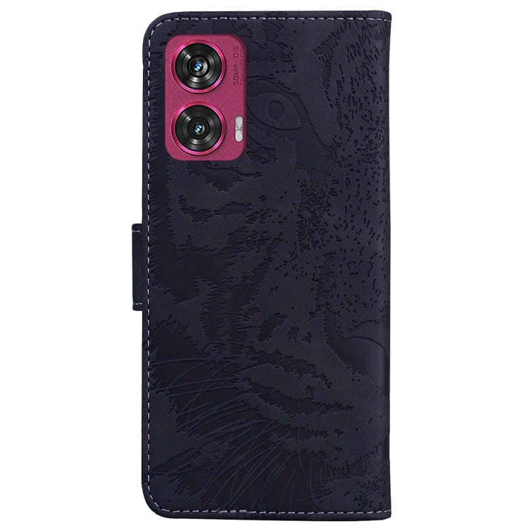 For Motorola Edge 50 Fusion Tiger Embossing Pattern Leather Phone Case(Black)
