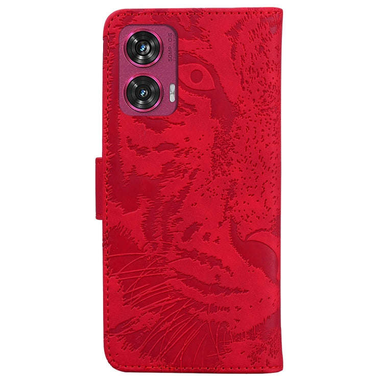 For Motorola Edge 50 Fusion Tiger Embossing Pattern Leather Phone Case(Red)