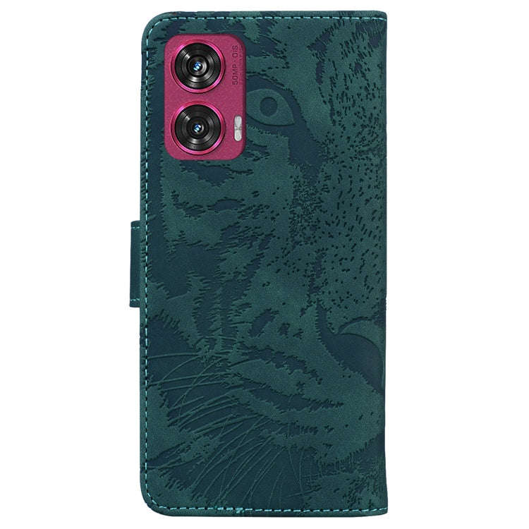For Motorola Edge 50 Fusion Tiger Embossing Pattern Leather Phone Case(Green)