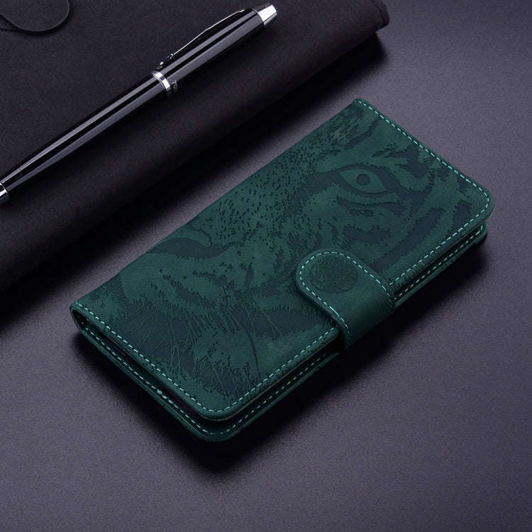 For Motorola Edge 2024 Tiger Embossing Pattern Leather Phone Case(Green)