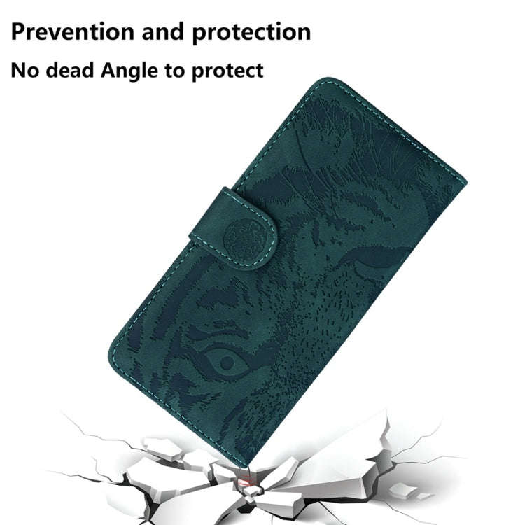 For Motorola Edge 2024 Tiger Embossing Pattern Leather Phone Case(Green)