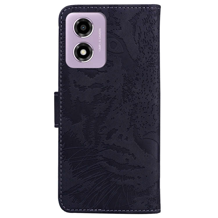 For Motorola Moto G04s / Moto E14 Tiger Embossing Pattern Leather Phone Case(Black)