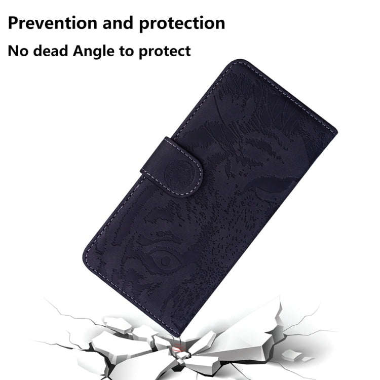 For Motorola Moto G04s / Moto E14 Tiger Embossing Pattern Leather Phone Case(Black)