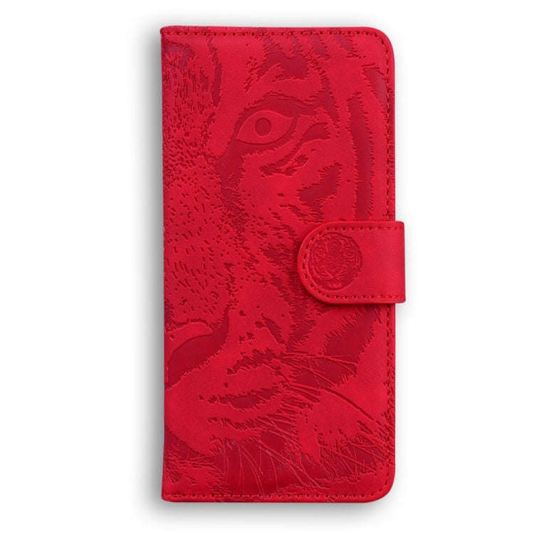 For Motorola Moto G04s / Moto E14 Tiger Embossing Pattern Leather Phone Case(Red)