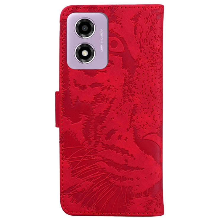 For Motorola Moto G04s / Moto E14 Tiger Embossing Pattern Leather Phone Case(Red)