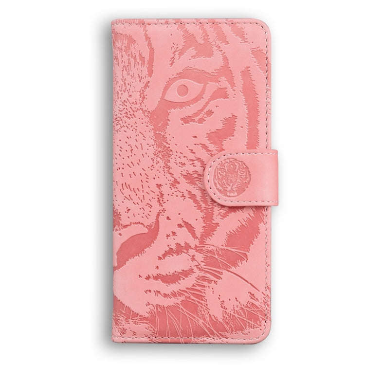 For Motorola Moto G04s / Moto E14 Tiger Embossing Pattern Leather Phone Case(Pink)