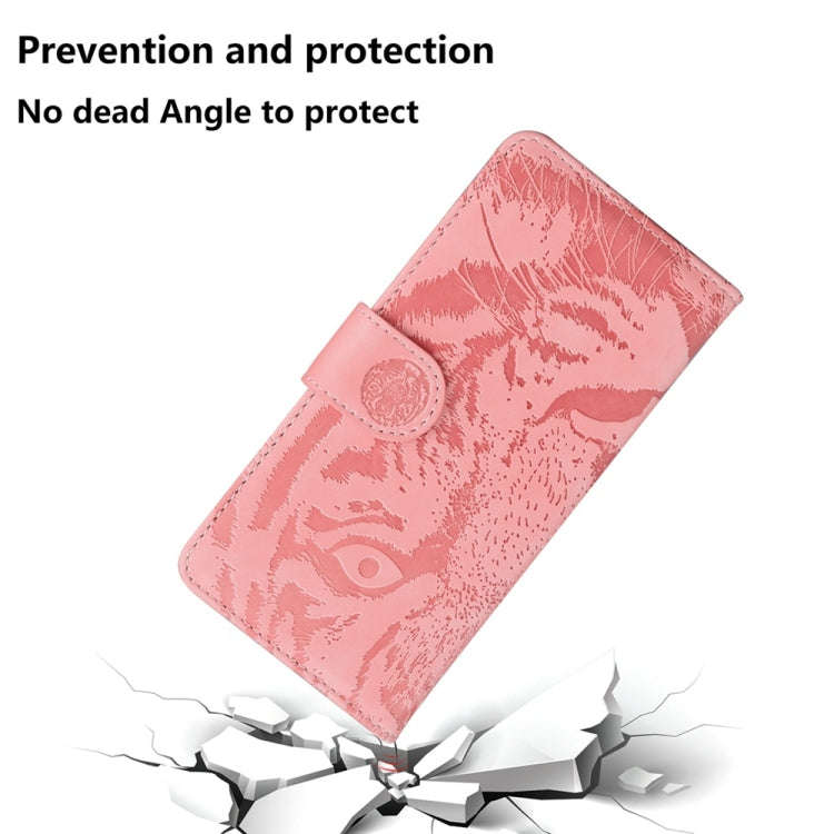 For Motorola Moto G04s / Moto E14 Tiger Embossing Pattern Leather Phone Case(Pink)