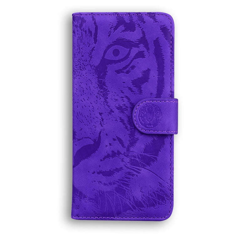 For Motorola Moto G85 Tiger Embossing Pattern Leather Phone Case(Purple)
