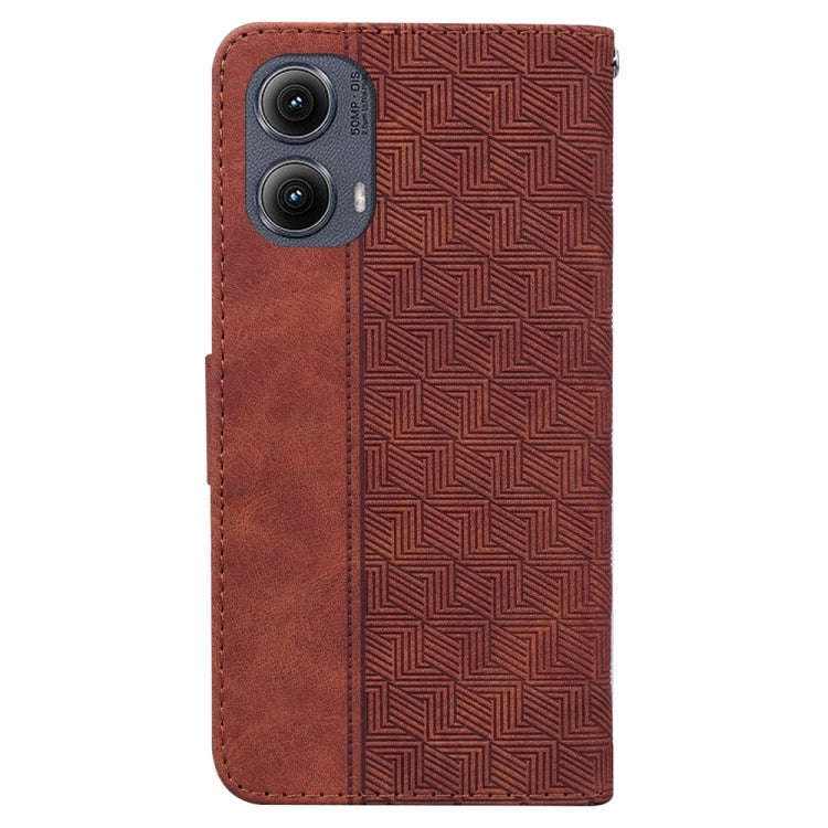For Motorola Edge 2024 Geometric Embossed Leather Phone Case(Brown)