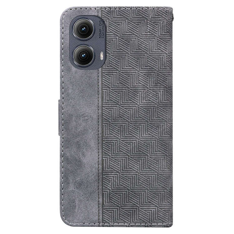 For Motorola Edge 2024 Geometric Embossed Leather Phone Case(Grey)