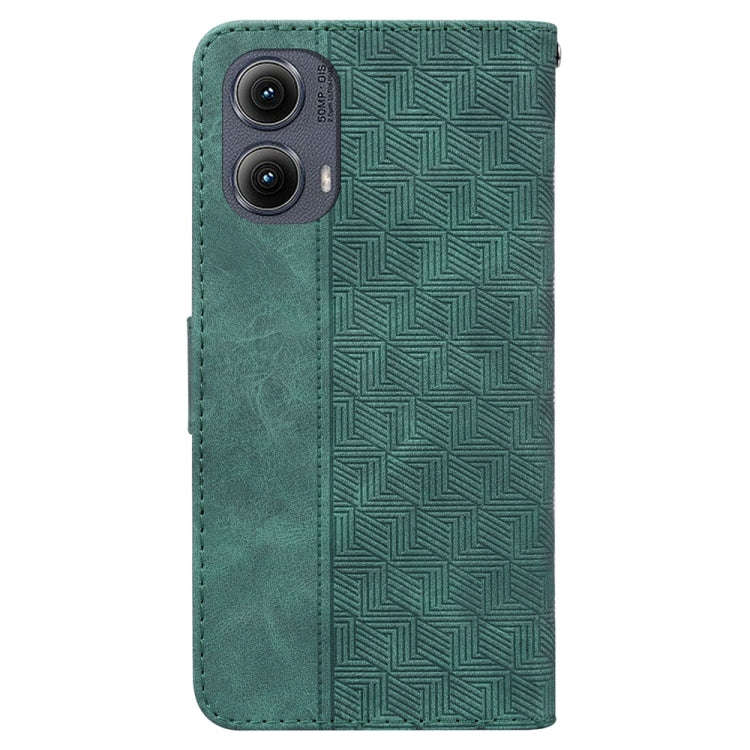 For Motorola Edge 2024 Geometric Embossed Leather Phone Case(Green)