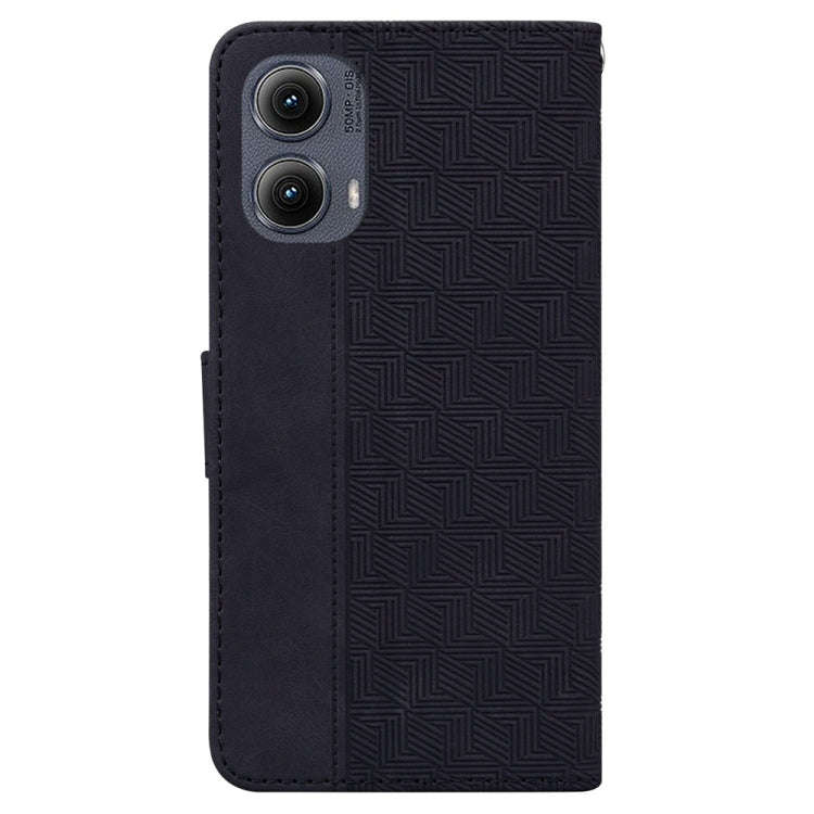 For Motorola Edge 2024 Geometric Embossed Leather Phone Case(Black)