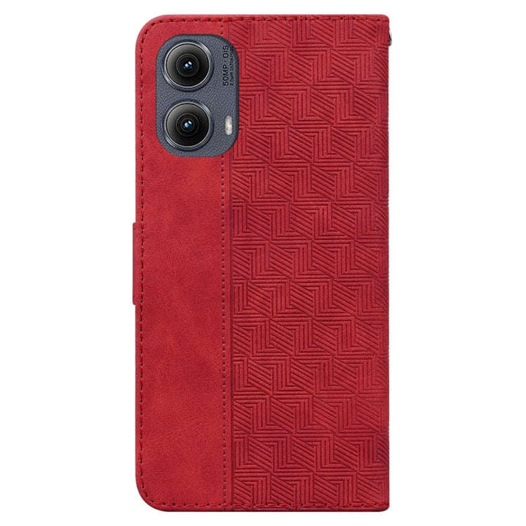 For Motorola Edge 2024 Geometric Embossed Leather Phone Case(Red)