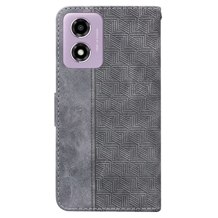 For Motorola Moto G04s / Moto E14 Geometric Embossed Leather Phone Case(Grey)