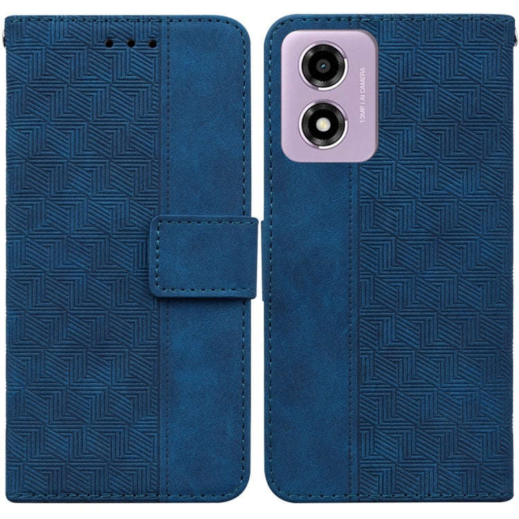 For Motorola Moto G04s / Moto E14 Geometric Embossed Leather Phone Case(Blue)