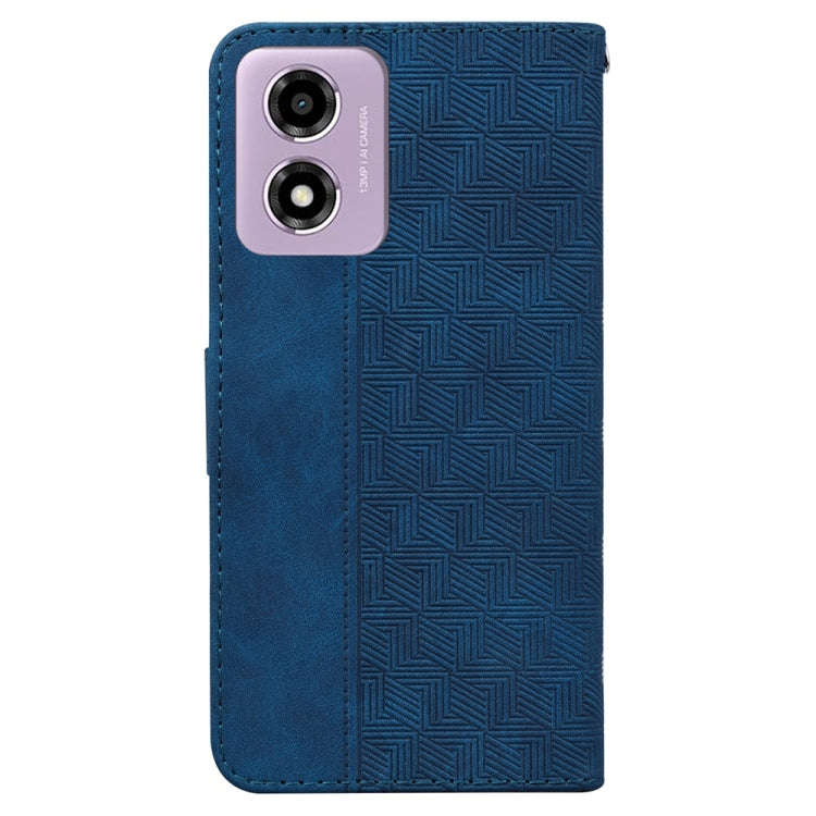 For Motorola Moto G04s / Moto E14 Geometric Embossed Leather Phone Case(Blue)