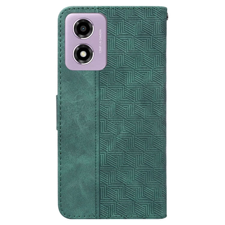For Motorola Moto G04s / Moto E14 Geometric Embossed Leather Phone Case(Green)