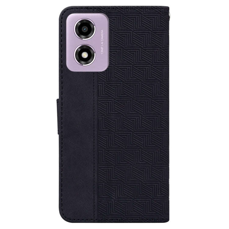 For Motorola Moto G04s / Moto E14 Geometric Embossed Leather Phone Case(Black)