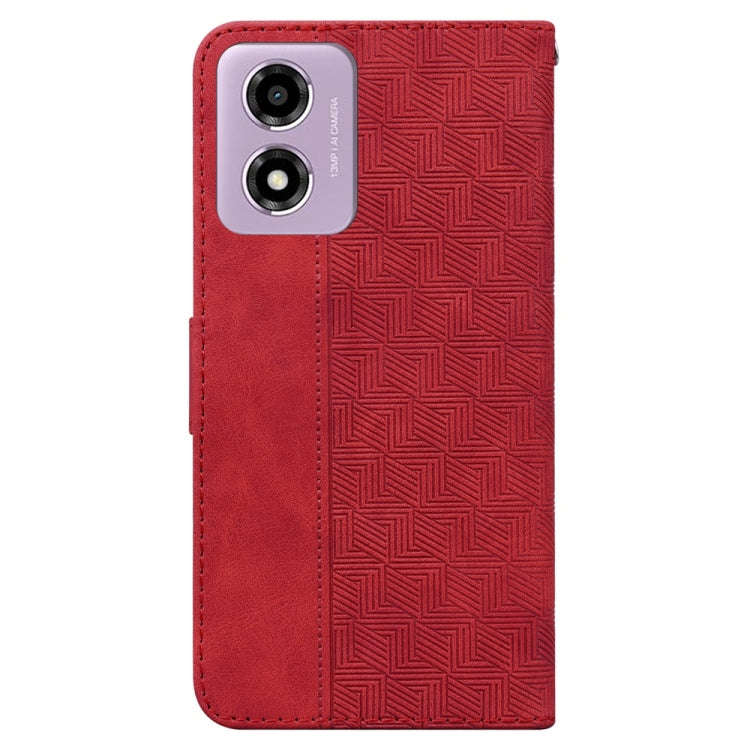 For Motorola Moto G04s / Moto E14 Geometric Embossed Leather Phone Case(Red)