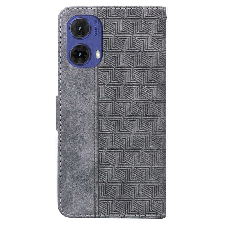 For Motorola Moto G85 Geometric Embossed Leather Phone Case(Grey)