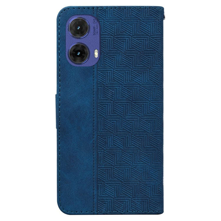 For Motorola Moto G85 Geometric Embossed Leather Phone Case(Blue)