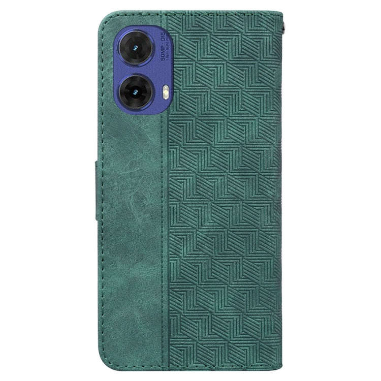 For Motorola Moto G85 Geometric Embossed Leather Phone Case(Green)
