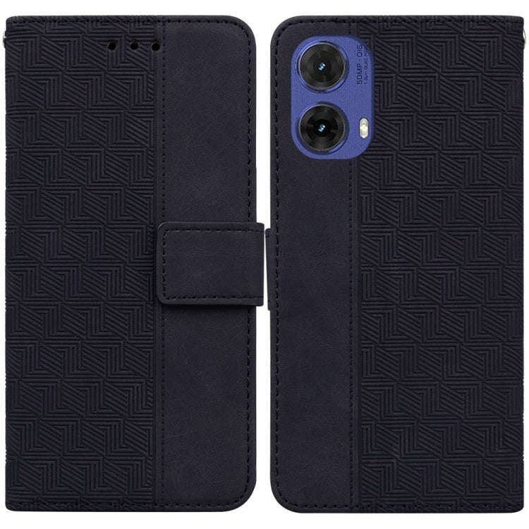 For Motorola Moto G85 Geometric Embossed Leather Phone Case(Black)