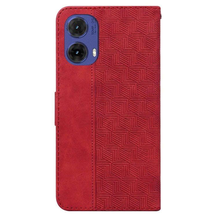 For Motorola Moto G85 Geometric Embossed Leather Phone Case(Red)