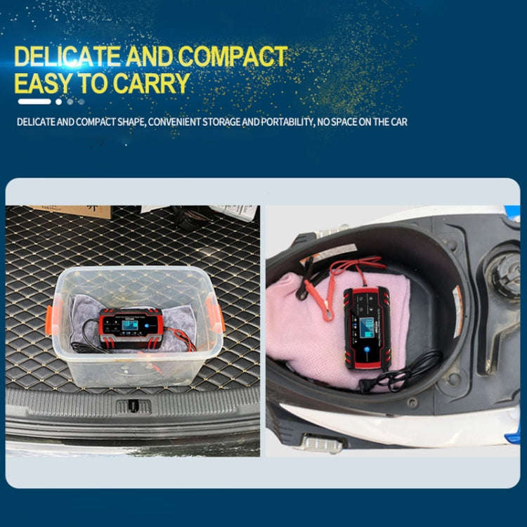 ANHTCzyx 12V 8A  / 24V 4A Automobile Battery Charger Motorcycle Battery Repair Type AGM(EU Plug)