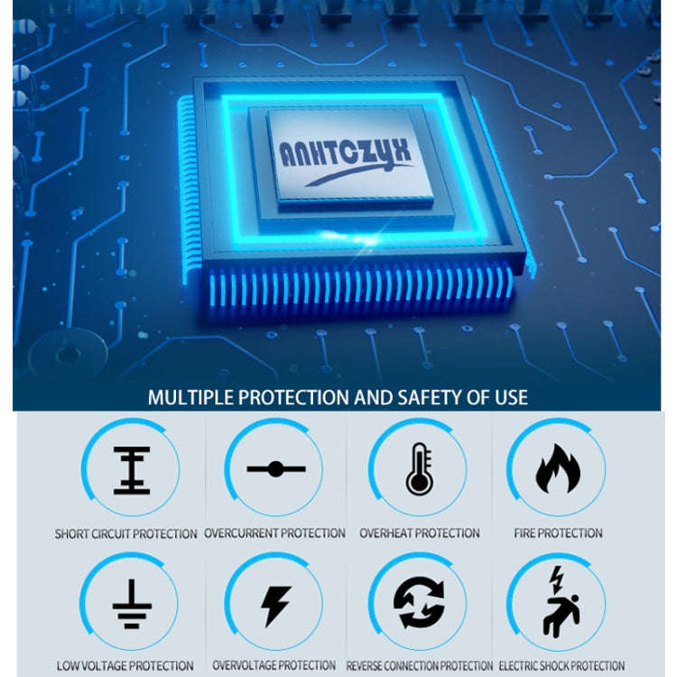 ANHTCzyx 12V 8A  / 24V 4A Automobile Battery Charger Motorcycle Battery Repair Type AGM(EU Plug)