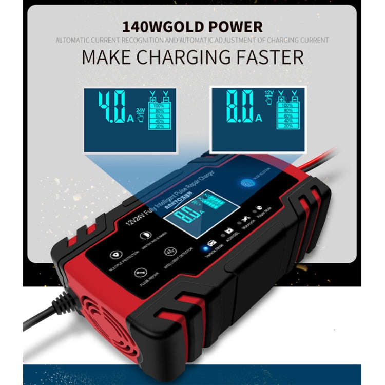 ANHTCzyx 12V 8A  / 24V 4A Automobile Battery Charger Motorcycle Battery Repair Type AGM(AU Plug)