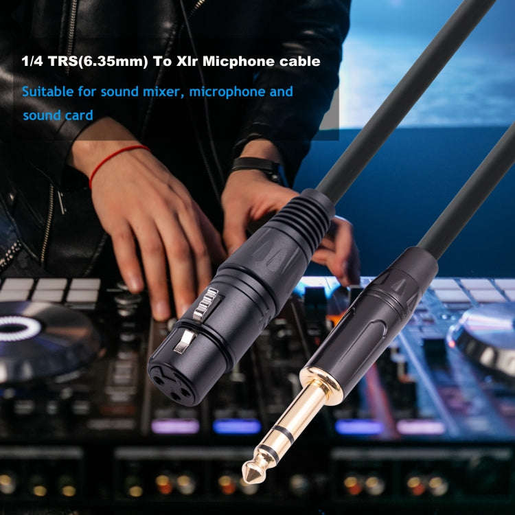 6.35mm 1/4 TRS Male to XLR 3pin Female Microphone Cable, Length:3m