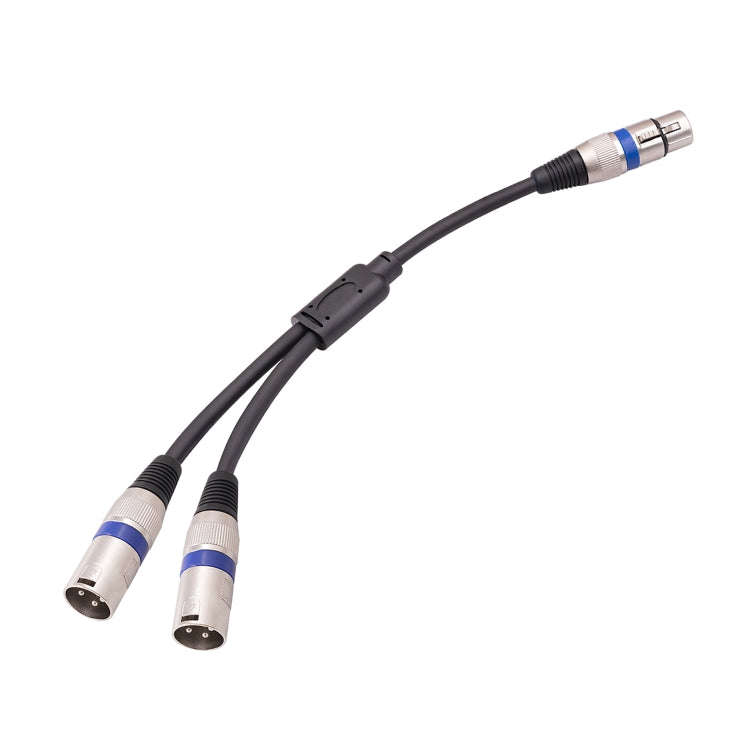 2055YMMF-05 XLR 3pin Female to Dual Male Audio Cable, Length: 50cm(Black+Blue)