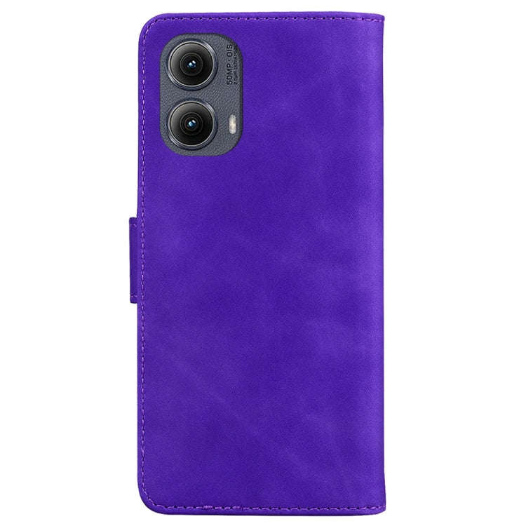 For Motorola Edge 2024 Skin Feel Pure Color Flip Leather Phone Case(Purple)