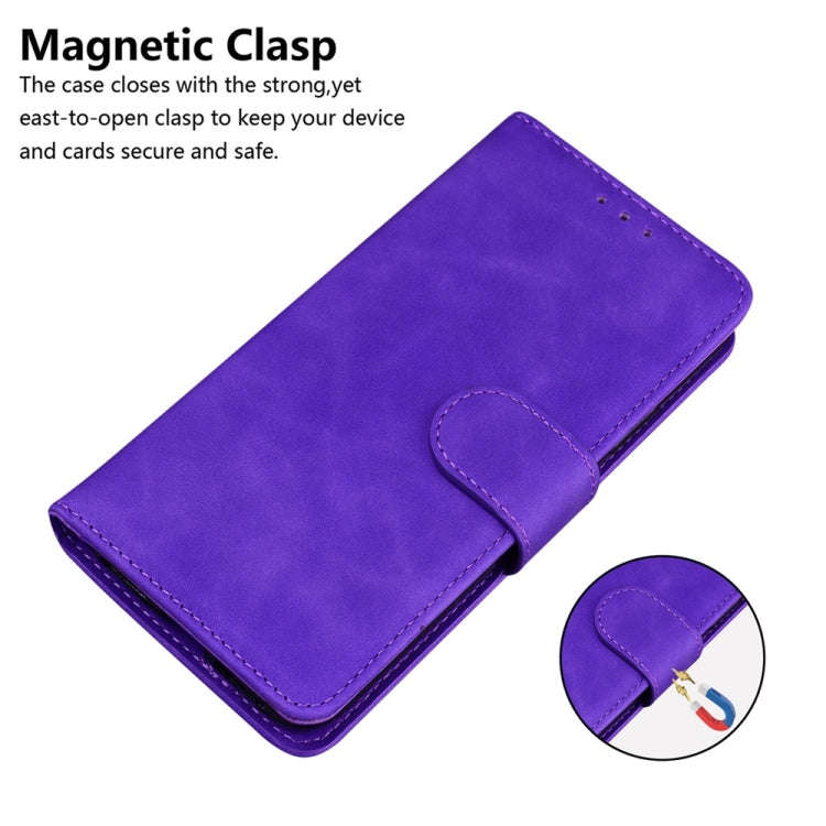 For Motorola Edge 2024 Skin Feel Pure Color Flip Leather Phone Case(Purple)