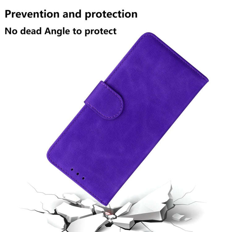 For Motorola Edge 2024 Skin Feel Pure Color Flip Leather Phone Case(Purple)