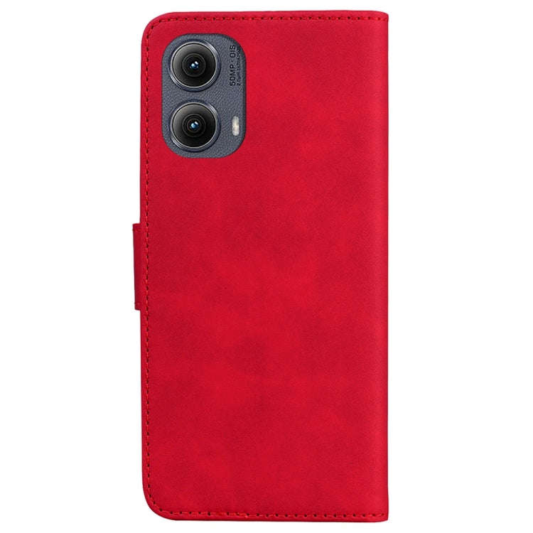 For Motorola Edge 2024 Skin Feel Pure Color Flip Leather Phone Case(Red)