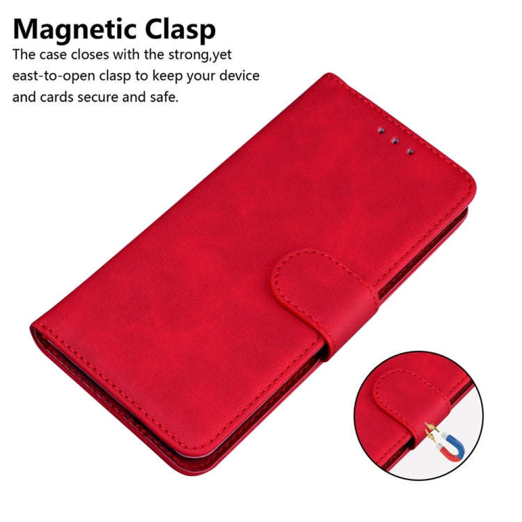 For Motorola Edge 2024 Skin Feel Pure Color Flip Leather Phone Case(Red)
