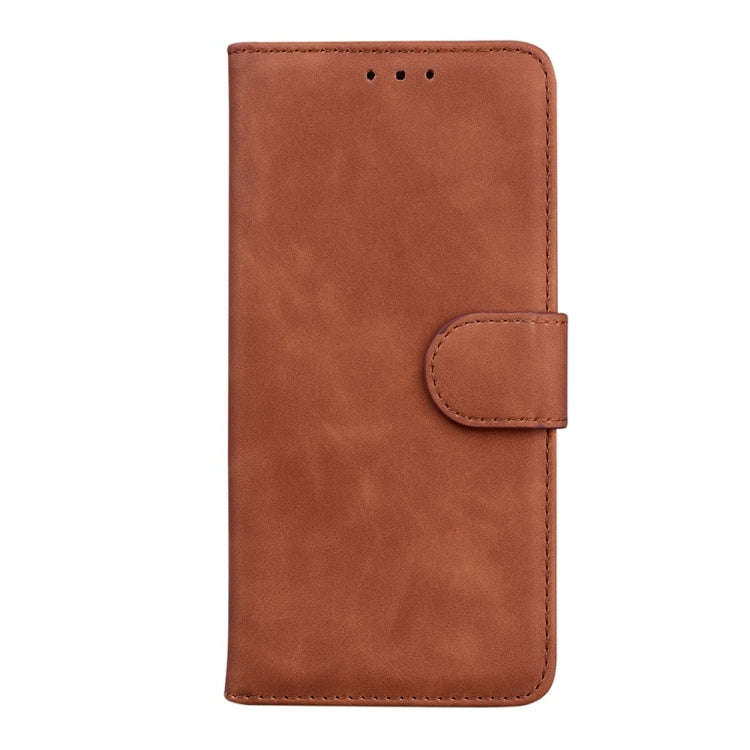 For Motorola Edge 2024 Skin Feel Pure Color Flip Leather Phone Case(Brown)