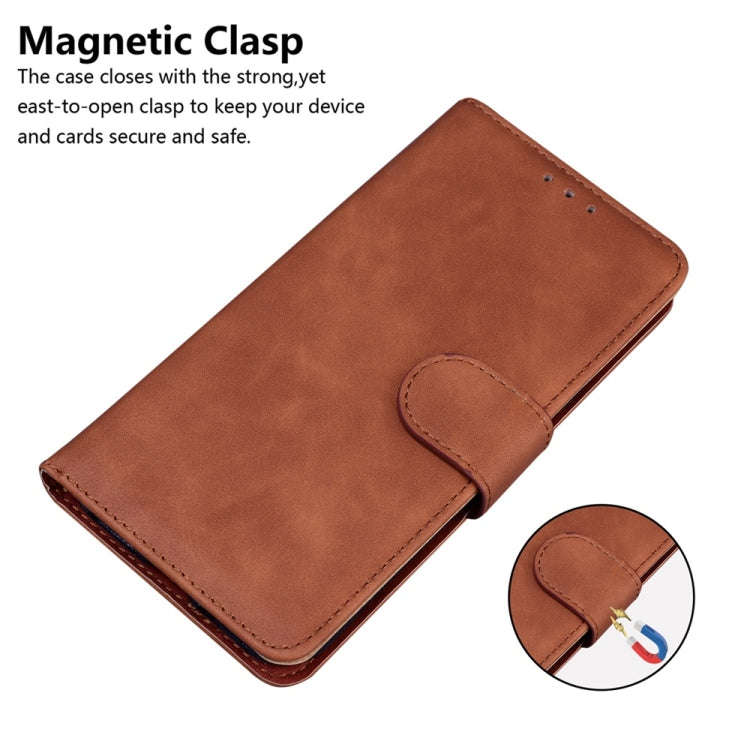 For Motorola Edge 2024 Skin Feel Pure Color Flip Leather Phone Case(Brown)